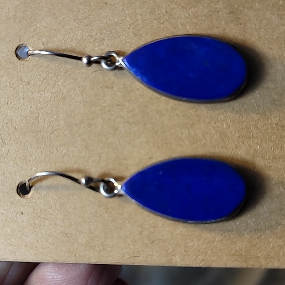 Lapis Lazuli Blue Earrings Sterling Silver - Picture 3 of 3